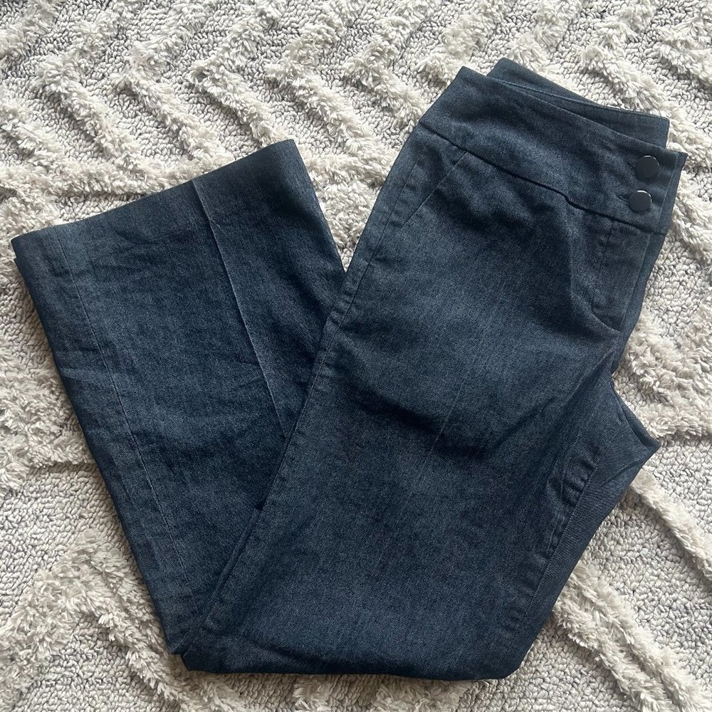 Sandro wide leg dark wash pleated jeans (6P)